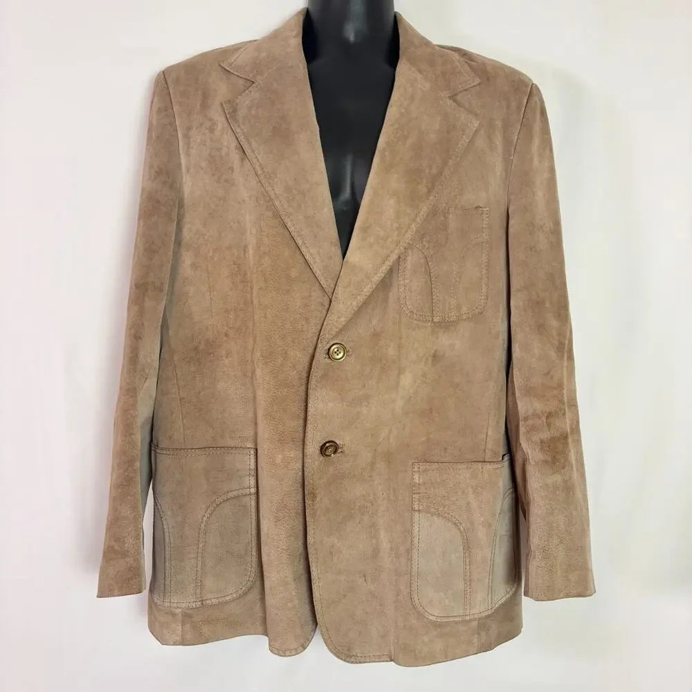 Vintage 70's William Barry Western Suede Leather Blazer Men's 46 Cowboy Jacket